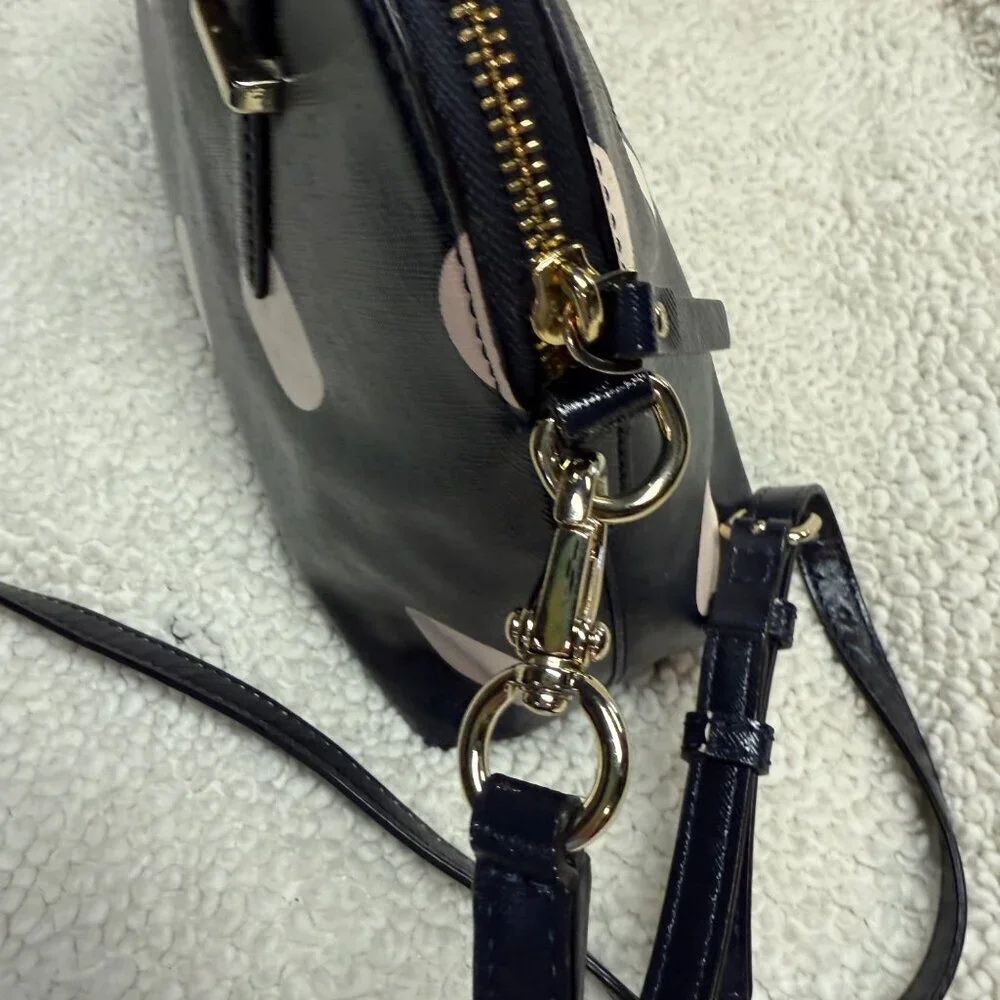 kate spade new‎ york Crossbody Bag Navy w/ Pale Pink Dots Preloved